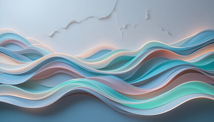 Obraz premium Abstract Waves with Light Pastel Colors Aesthetic Background Illustration