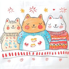 Three Adorable Cats Celebrate Winter Holidays