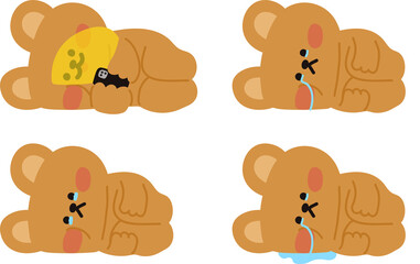 옆으로 누워있는 곰돌이 캐릭터