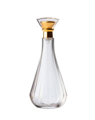 Minimalist perfume bottle with transparent liquid and gold accents