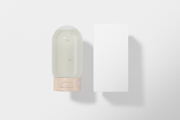 Flip Top Cap upside down Bottle mockup, capsule-shape shampoo bottle packaging, clear plastic cylindrical inverted liquid containers, cylindrical personal care product container, 250 ml squeeze bottle