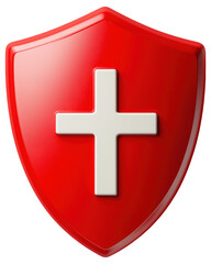 Obraz premium PNG Red shield with a white cross symbol