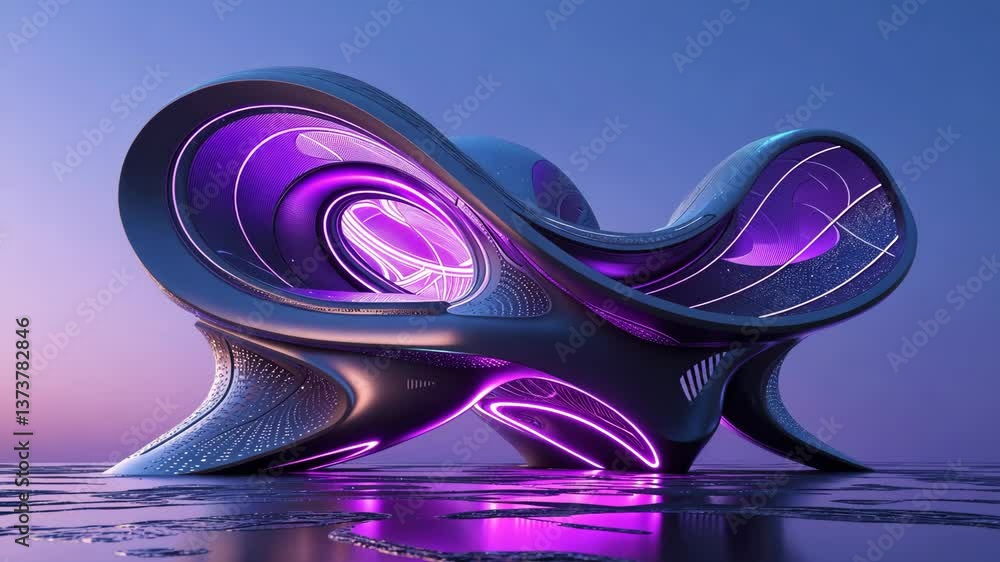 Poster 3d rendering of innovative futuristic architecture