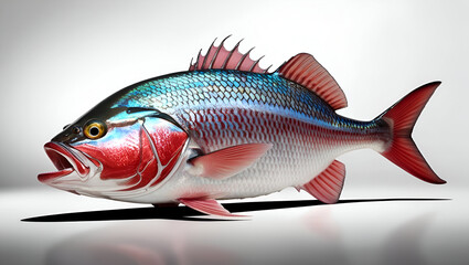 A stunning catch from the ocean, showcasing its vibrant colors and sleek form against a white background.