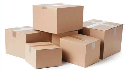 Fototapeta premium A stack of neatly labeled cardboard boxes ready for shipment.