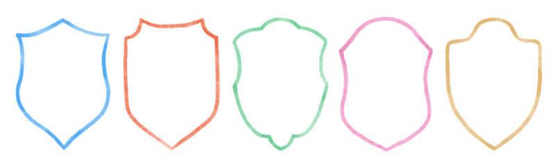 Set of vintage label and badges shape with floral botany elements. Protect shield security frame. Elegant coquette borders in watercolor