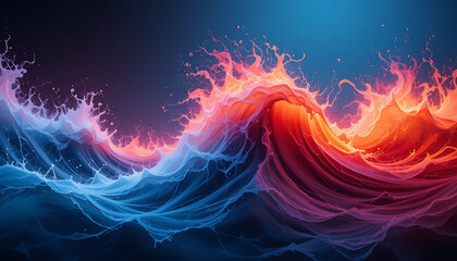 Fototapeta premium Abstract Wave Art in Fire and Ice Colors for Backgrounds