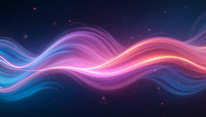 Fototapeta premium Abstract Light Waves Flowing with Glowing Particles on Dark Background