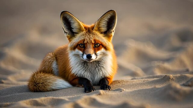 Fennec fox is a tiny crepuscular fox indigenous to the deserts.