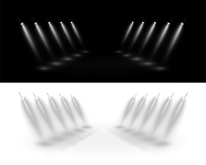 The vector set of light includes a light source, studio lighting, walls, and a PNG. It also includes spotlight lighting and a spotlight PNG. Finally, it includes light beams and a light effect.