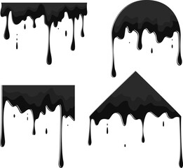 set of mudflows, oil droplets dripping downward