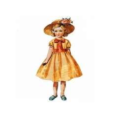 Fototapeta premium Vintage girl in yellow dress