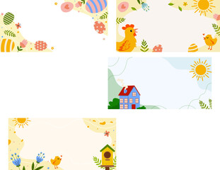 Bright and cheerful illustration of a house surrounded by nature on a sunny day