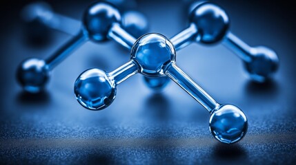 Luminous Blue Molecular Structure. Abstract 3D rendering. Connection, futuristic medicine concept.