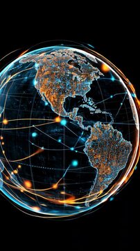Tech - inspired Global Network Connection Map