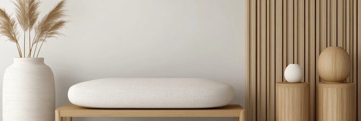nordic home decor, a simple and elegant banner featuring scandinavian-inspired d models of wooden furniture, cozy textiles, and neutral-toned dcor in a clean and airy design