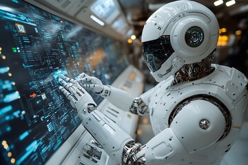 Fototapeta premium Robot Operating Console Interior