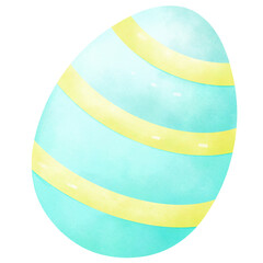 Easter Egg Blue and Yellow with Stripes Cute drawing.