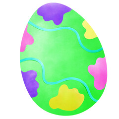 Easter Egg Green with Stripes Cute drawing.