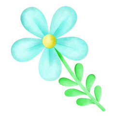 Flower Light Blue Cute drawing.