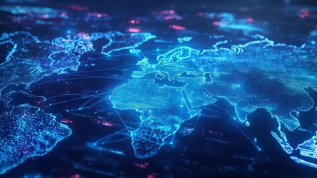 Tech - inspired Trans - continental Network Connection Map