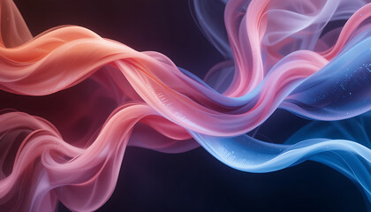 Fototapeta premium Abstract Wave of Silk Fabric in Red and Blue Motion Design