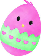 Easter Egg Pink Hatching Chick Cute drawing.