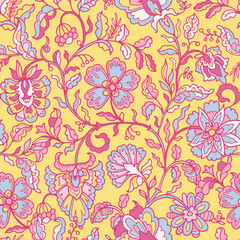 Yellow Floral Seamless Botanical Design