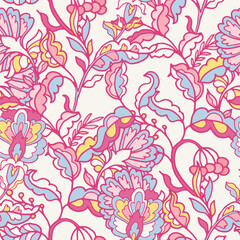 White Background Floral Seamless Pattern