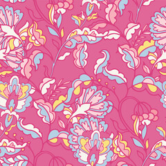 Pink Background Botanical Floral Pattern