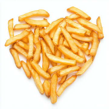 recommend clip art: A heart-shaped arrangement of french fries clipart on white background