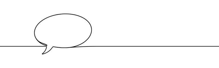 Speech bubble continuous one line drawing. Dialogue, chat sign in simple linear style. Vector illustration.