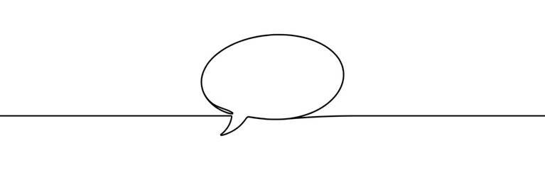 Speech bubble continuous one line drawing. Dialogue, chat sign in simple linear style. Vector illustration.