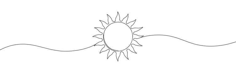 Sun continuous one line drawing. Summer concept. Vector illustration.