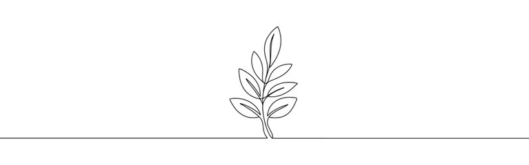 Leaf continuous one line drawing. Tree foliage symbol. Vector illustration.