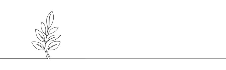 Leaf continuous one line drawing. Tree foliage symbol. Vector illustration.