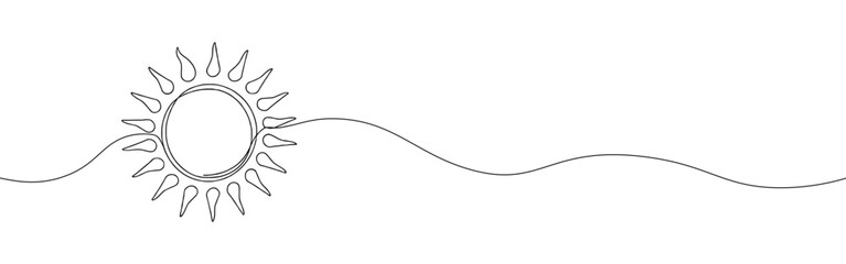 Sun continuous one line drawing. Summer concept. Vector illustration.