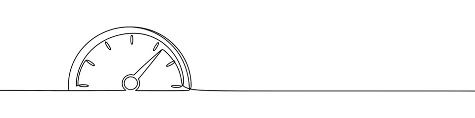 Fototapeta premium Speedometer continuous one line drawing. Speed indicator, Internet car speed. Performance concept. Speedometer set. Fast speed sign. Vector illustration.