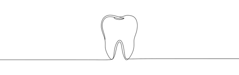 Tooth continuous one line drawing. Dental symbol. Vector illustration.