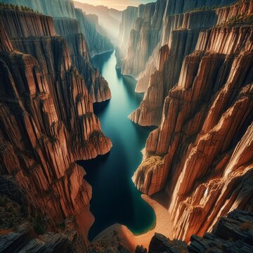 Canyon Rim Setting The lake is located deep within a narrow cany