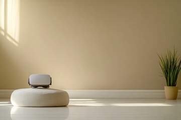 Minimalist interior showcasing modern technology with soothing c