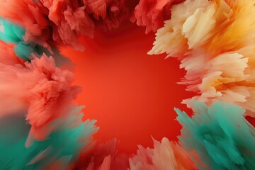 Vibrant explosion of colors surrounded by soft, swirling texture