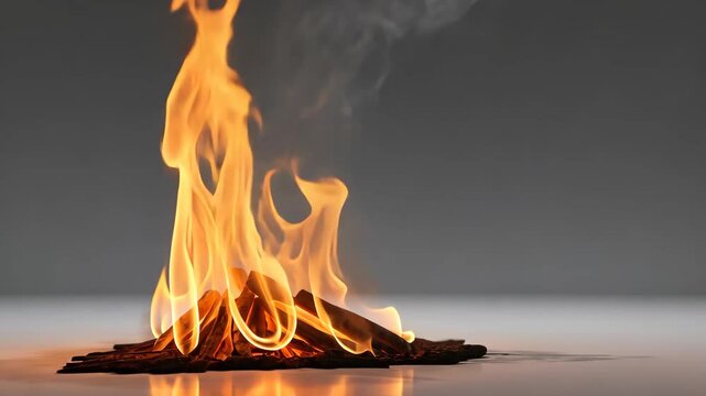 Fire flames separated on a transparent background.