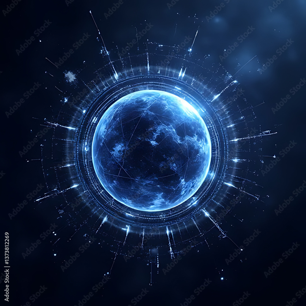 Poster digital sphere concept abstract universe graphic design dark environment futuristic viewpoint