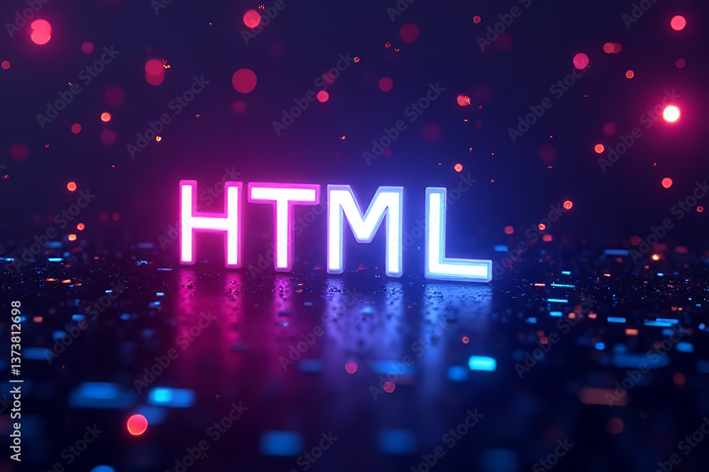 Poster exploring html design trends digital space graphic content futuristic environment tech perspective