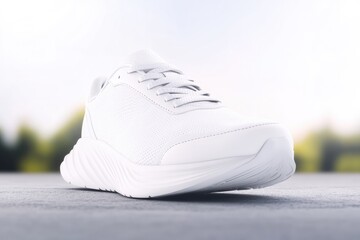 Sleek white sneaker showcases modern design, perfect for active