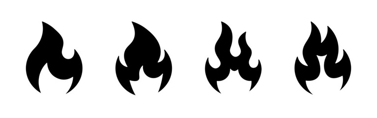 Fire icons set. Flame, bonfire symbol collection. Vector illustration.