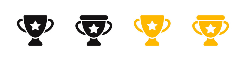 Trophy icons set. Winner prize success achievement reward symbol collection. Vector illustration.