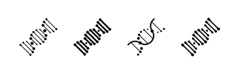 DNA or chromosome icon. Spiral molecule symbol collection. Vector illustration.