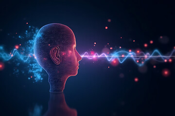 Obraz premium Exploring neural connections digital realm abstract art futuristic side profile technology concept